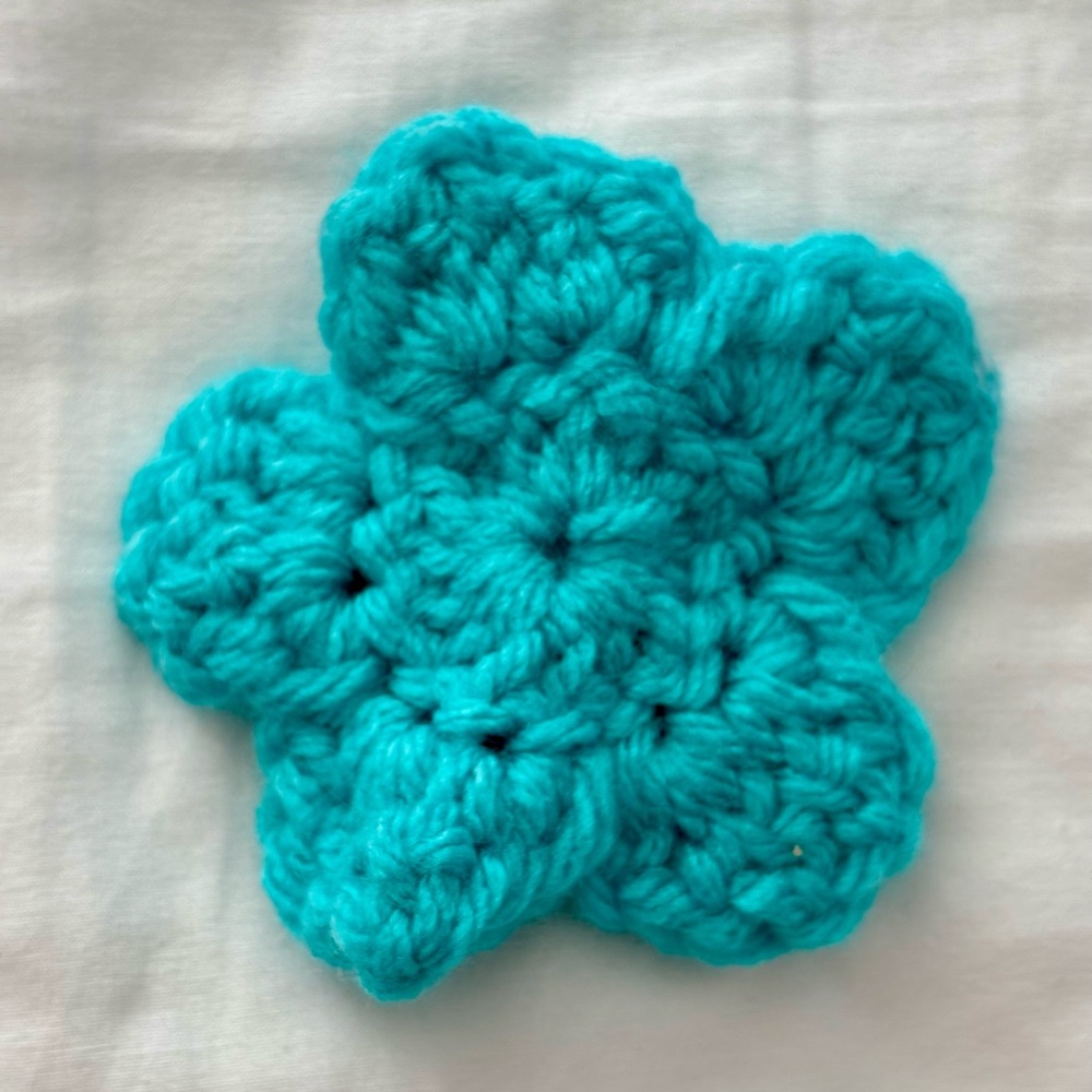 Handmade cornflower blue Crochet Flower for dog collar